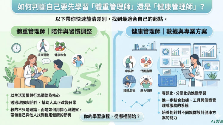 如何判斷自己要先學習「體重管理師」還是「健康管理師」？